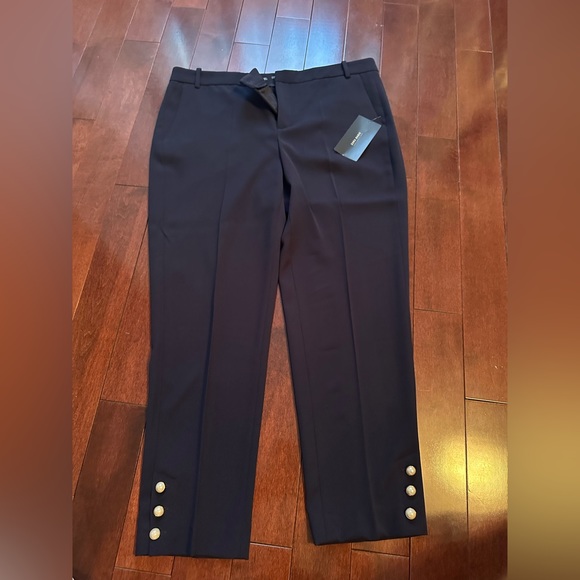 ✨BNWT✨ Zara Pearl button detail navy pants size L - Picture 5 of 7